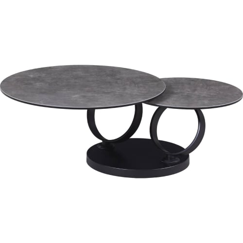 Dallas Coffee Table in Black Ceramic & Black Steel